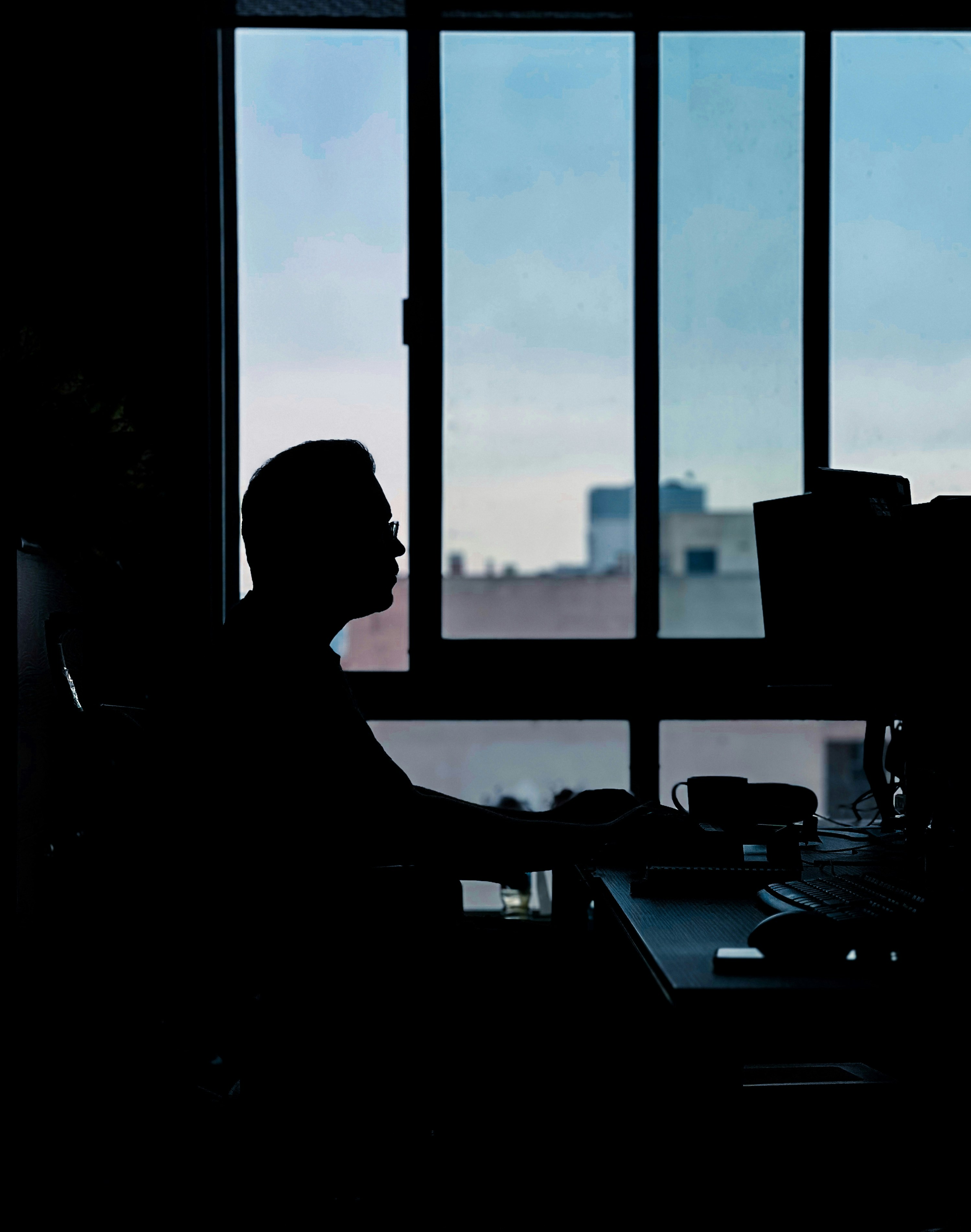 man at desk